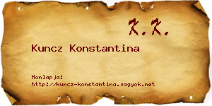 Kuncz Konstantina névjegykártya